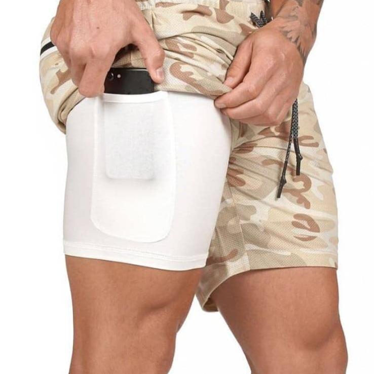 Shorts Para Treino 2 em 1 Esporte Air Effect 673 Direct Ofertas Bege Camuflado M 