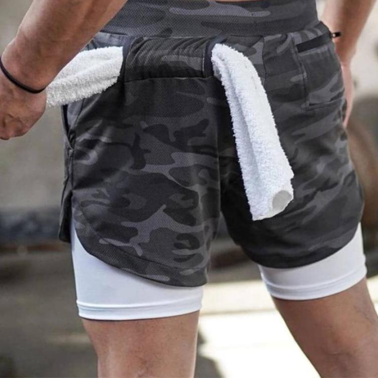 Shorts Para Treino 2 em 1 Esporte Air Effect 673 Direct Ofertas Cinza Camuflado M 